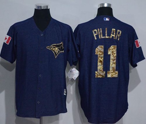 Blue Jays #11 Kevin Pillar Denim Blue Salute to Service Stitched MLB Jersey